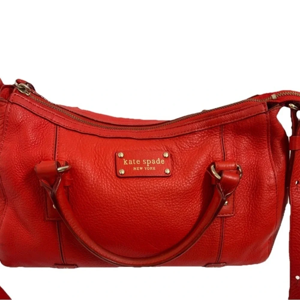 Kate Spade Handbag Tote Red Orange Shoulderbag Leather Purse